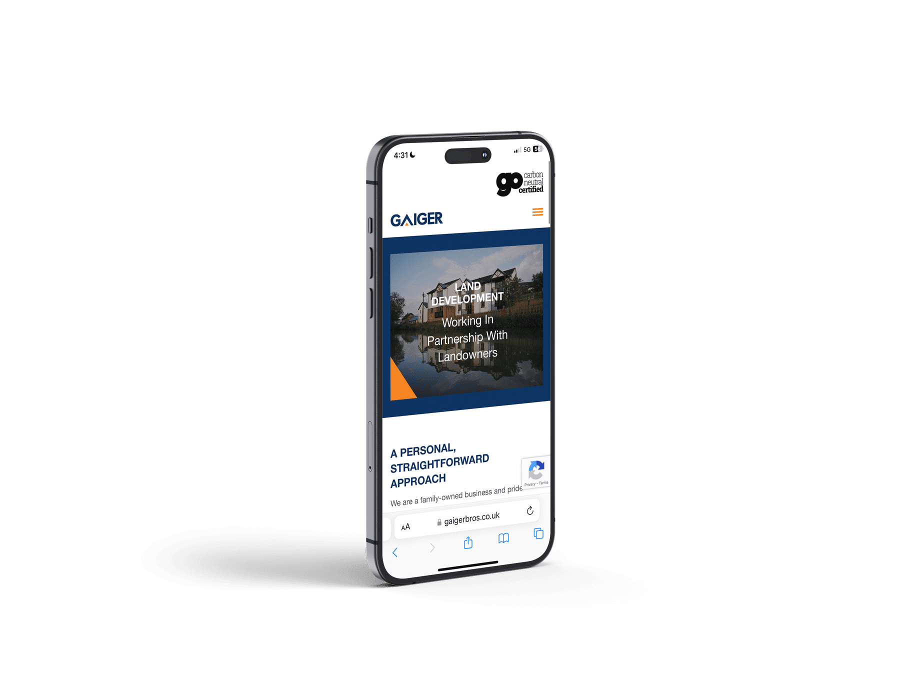 Gaiger Bros website on mobile