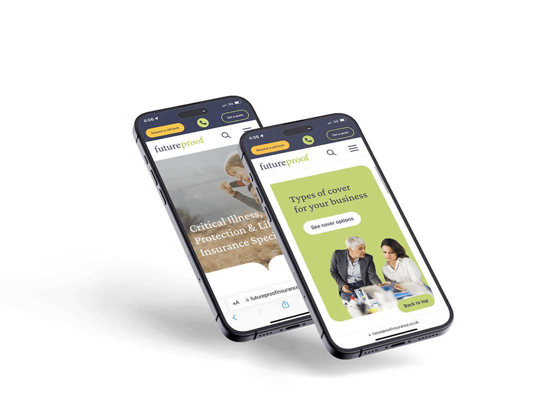 Future Proof website mockup on mobile