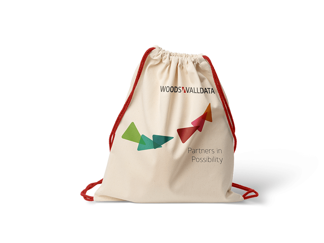Woods Valldata mockup on a bag