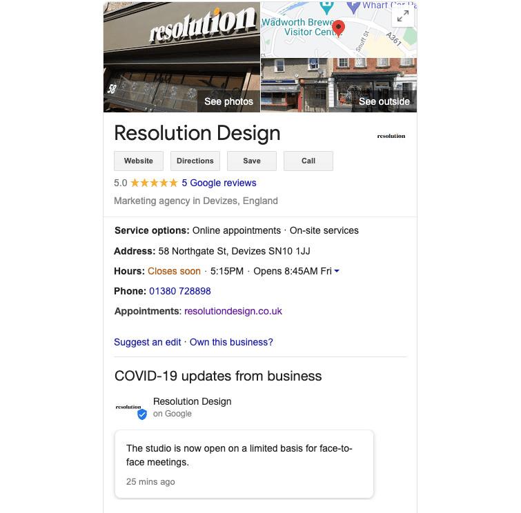 Google MyBusiness Resolution Design Listing
