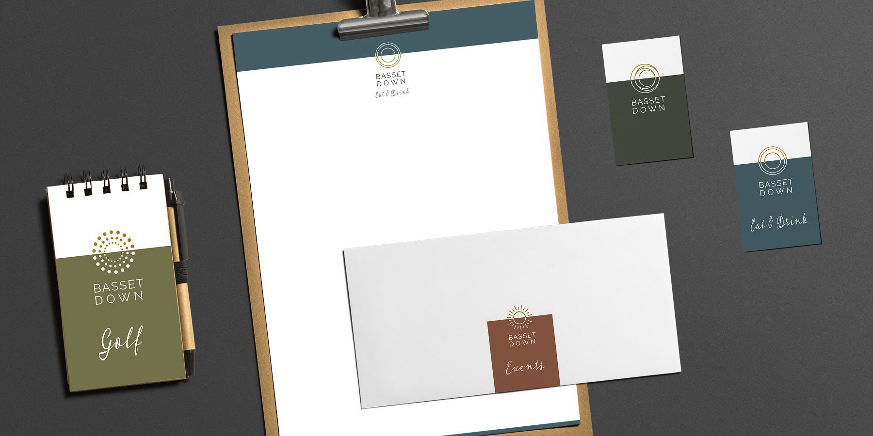 Graphic design of Basset Down Stationery