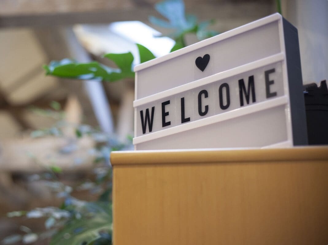 Welcome sign at Resolution Design studio