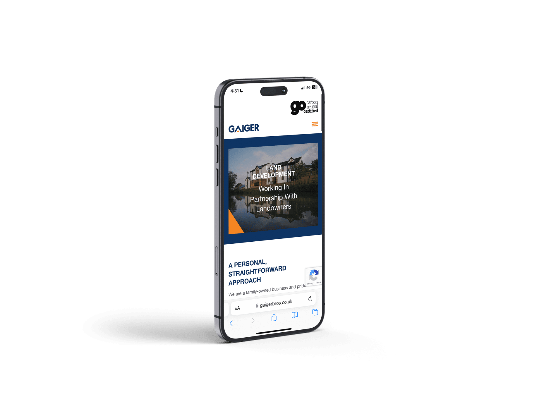 Gaiger Bros website on mobile