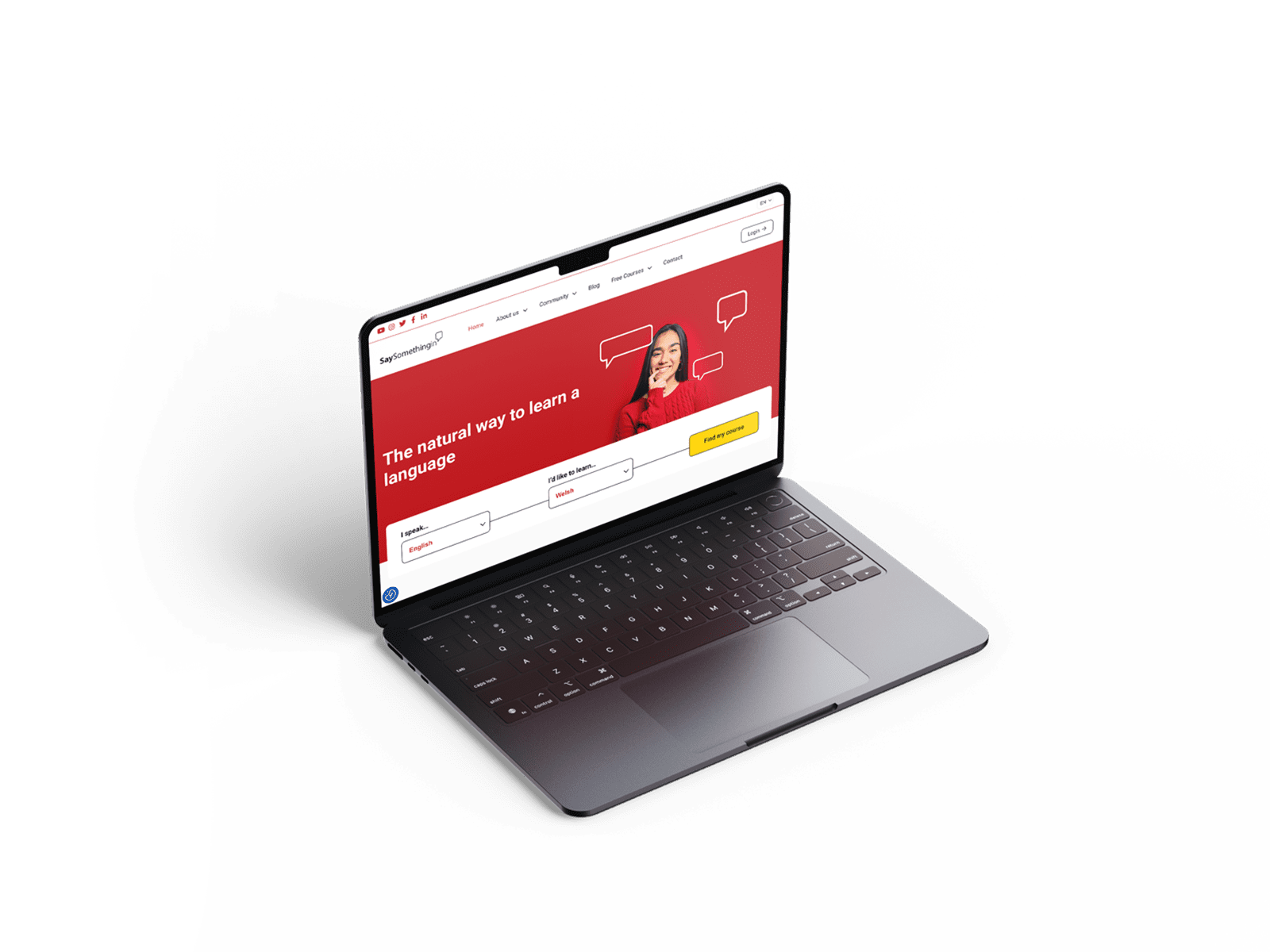 SaySomethingin website on a laptop