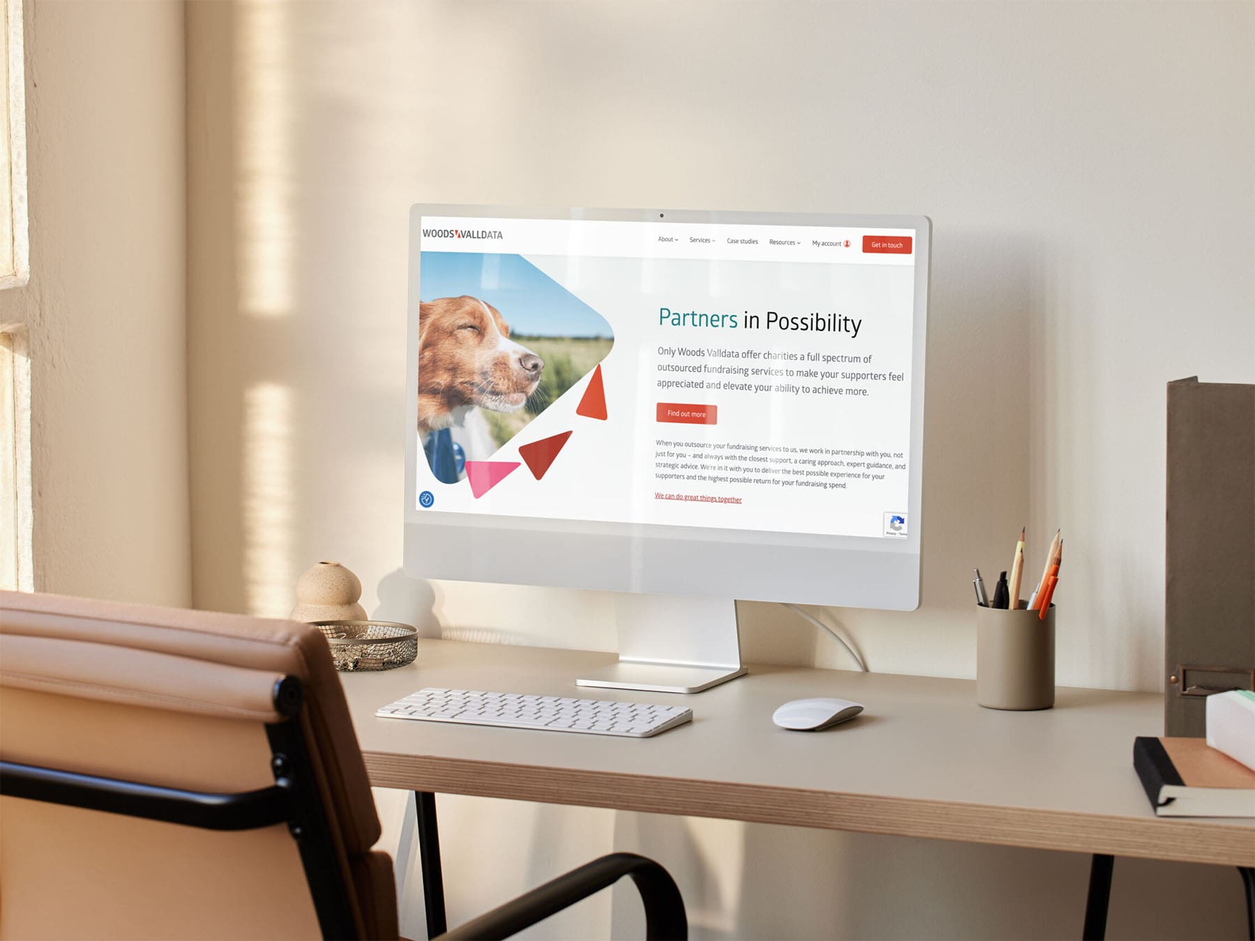 The Woods Valldata website on desktop in a home office