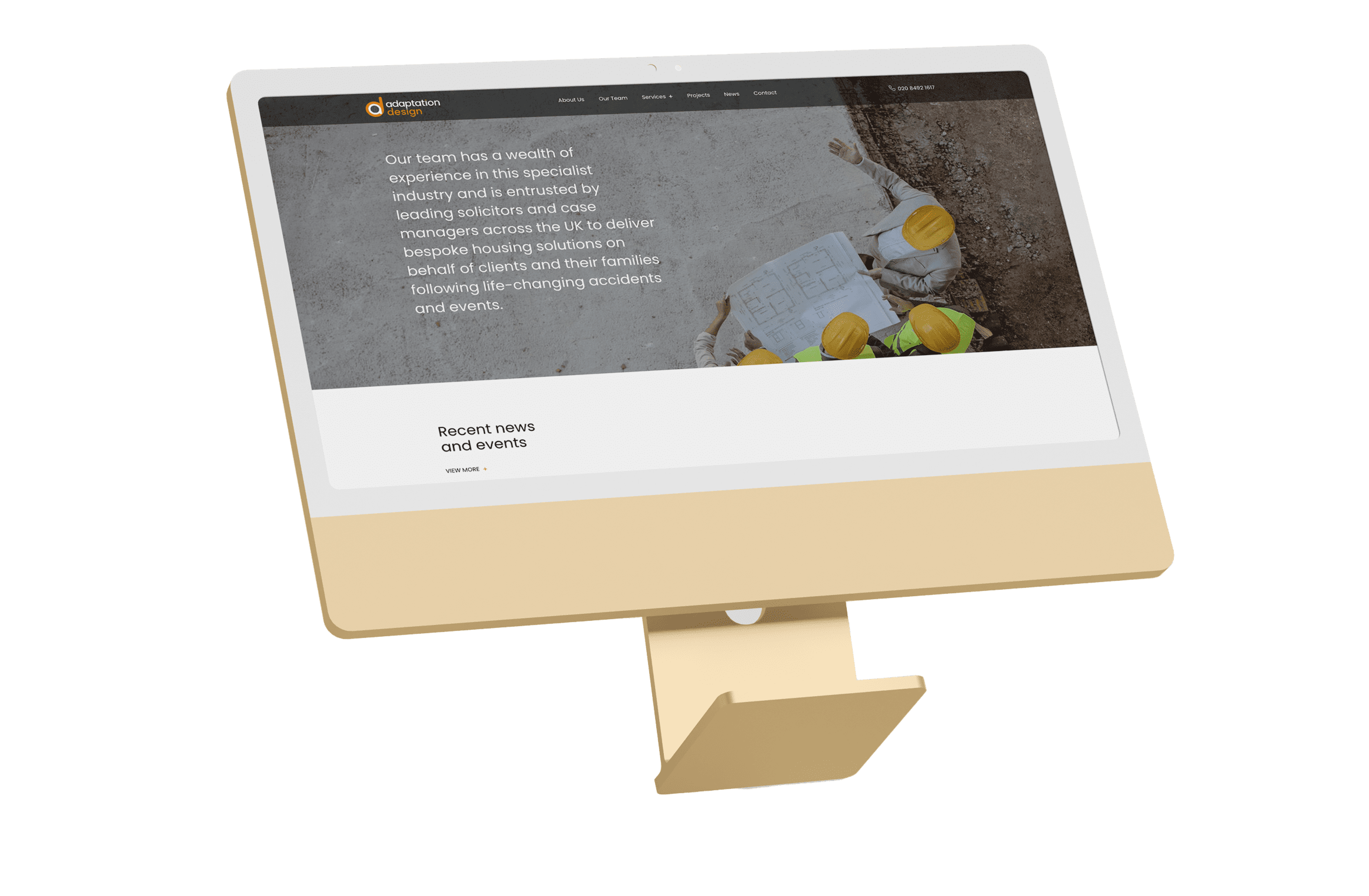 Adaptation Design website mocked up on floating iMac