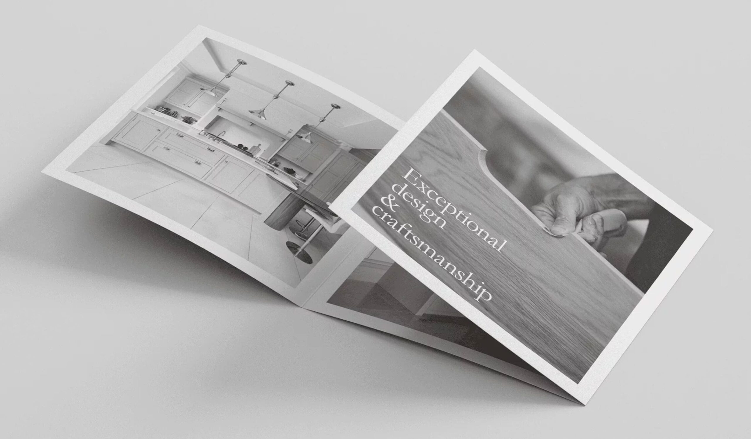 Cheverell trifold square flyer mocked up half open