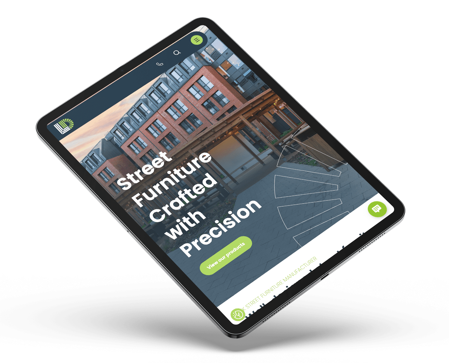 Langley Design website on a tablet