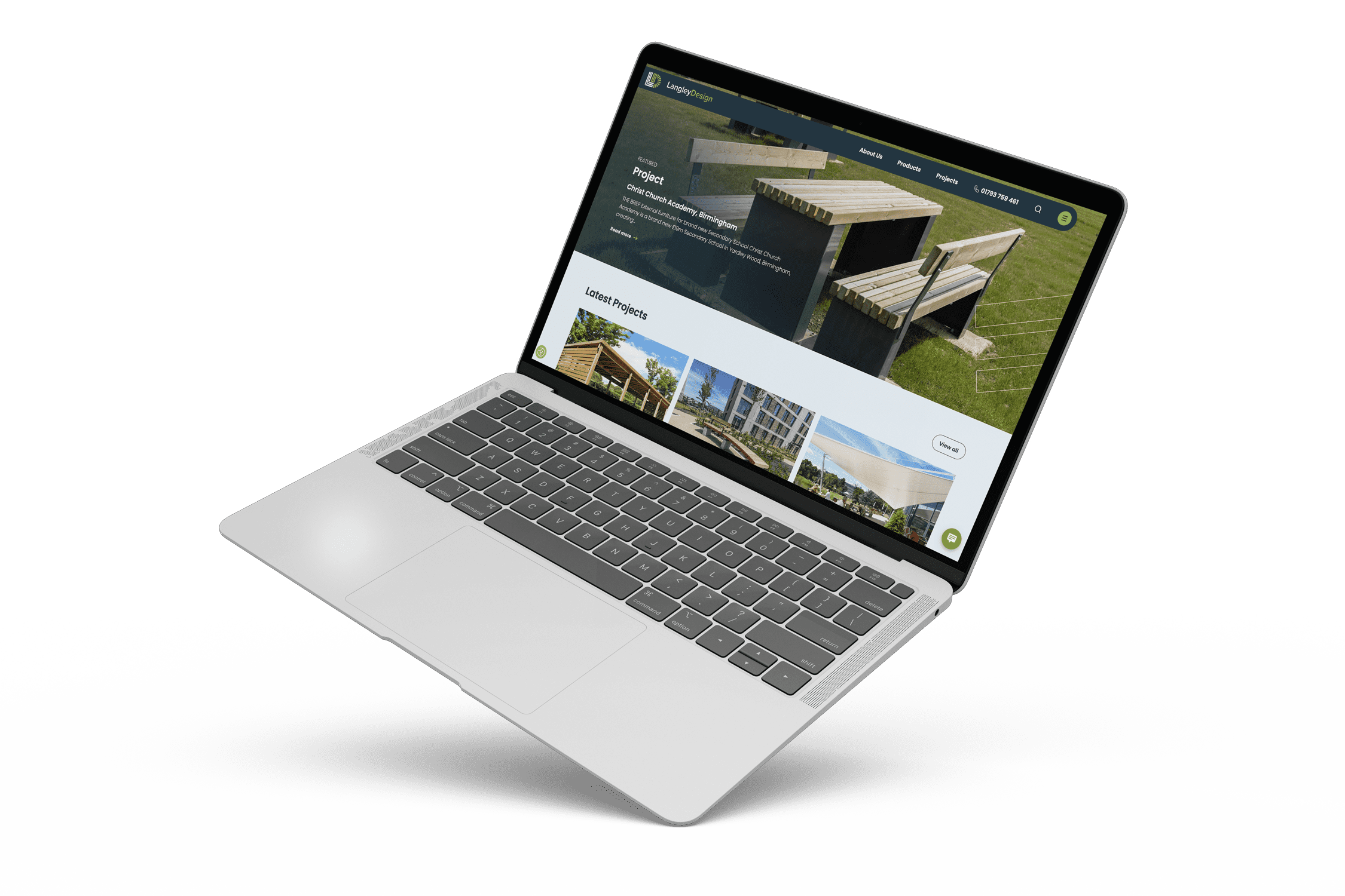 Langley Design website on a macbook