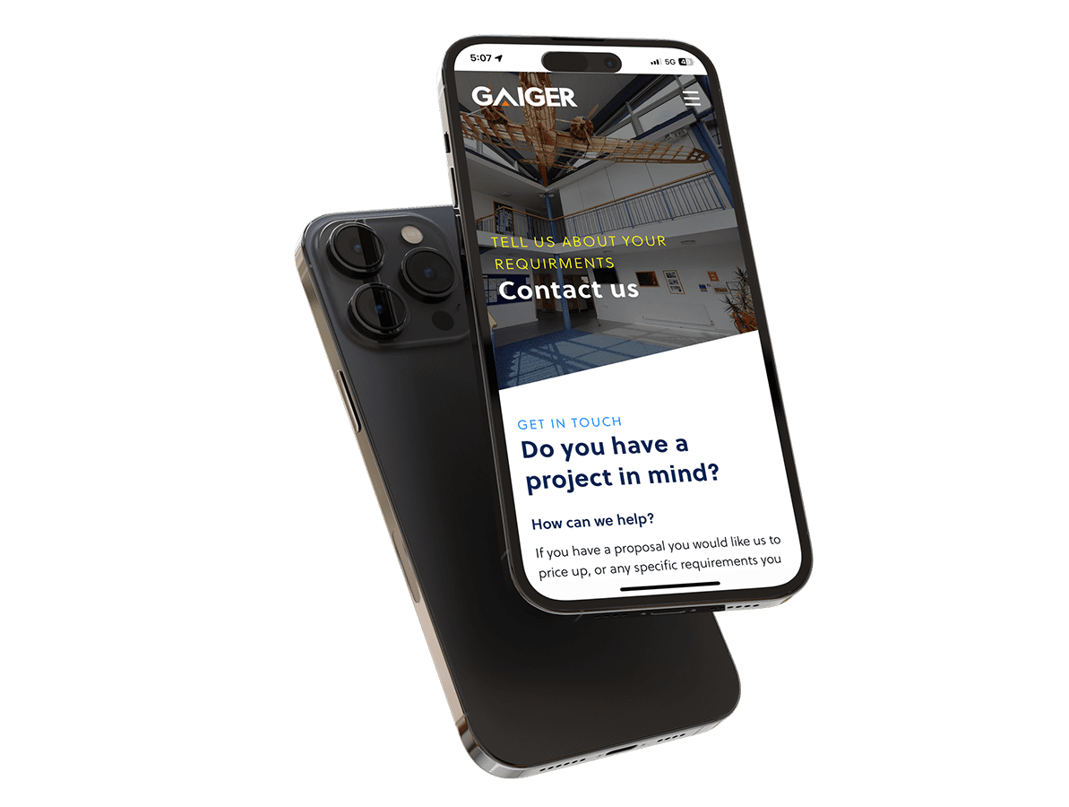 Gaigers website on mobile