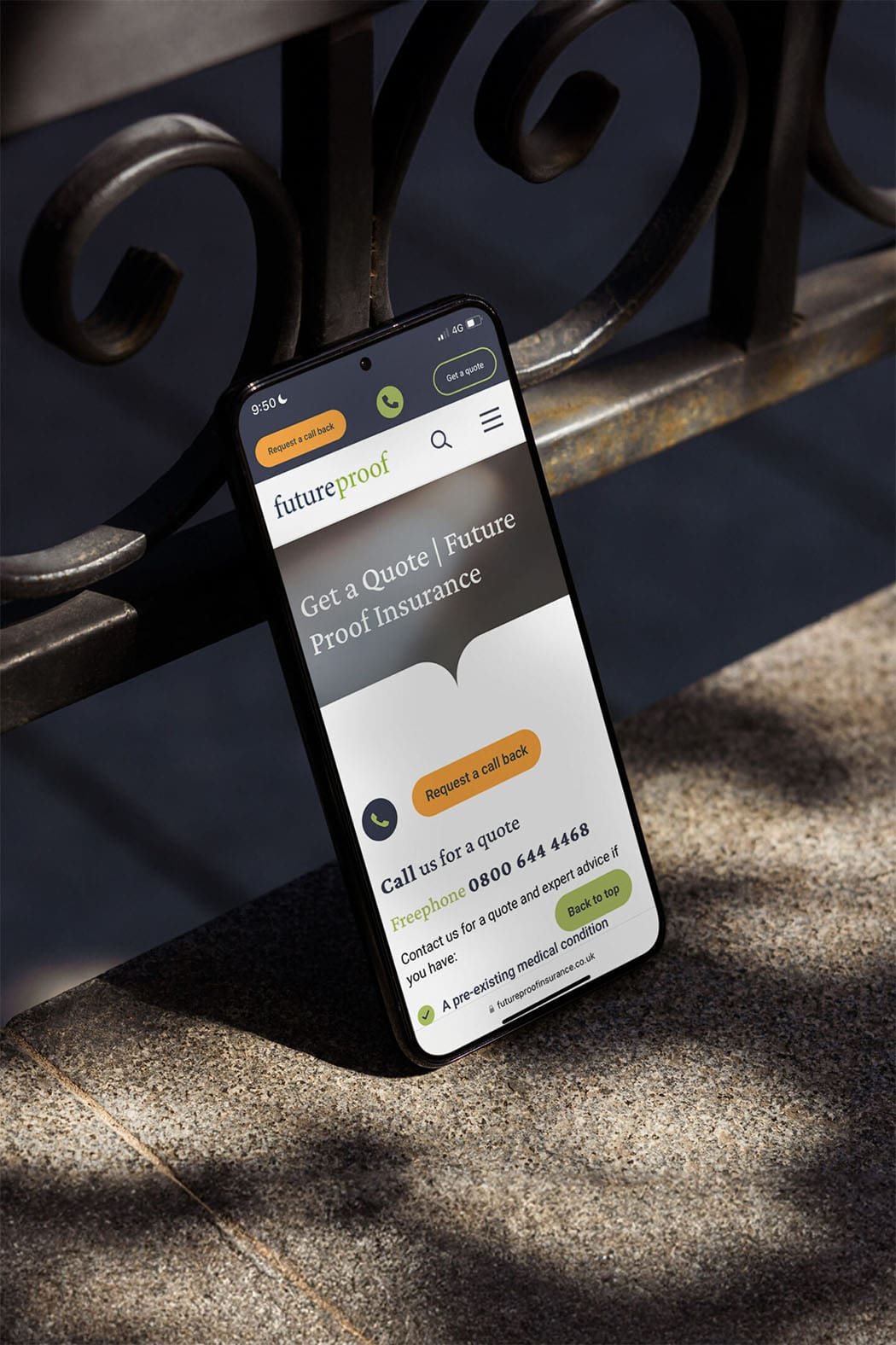 Future Proof mockup on a phone