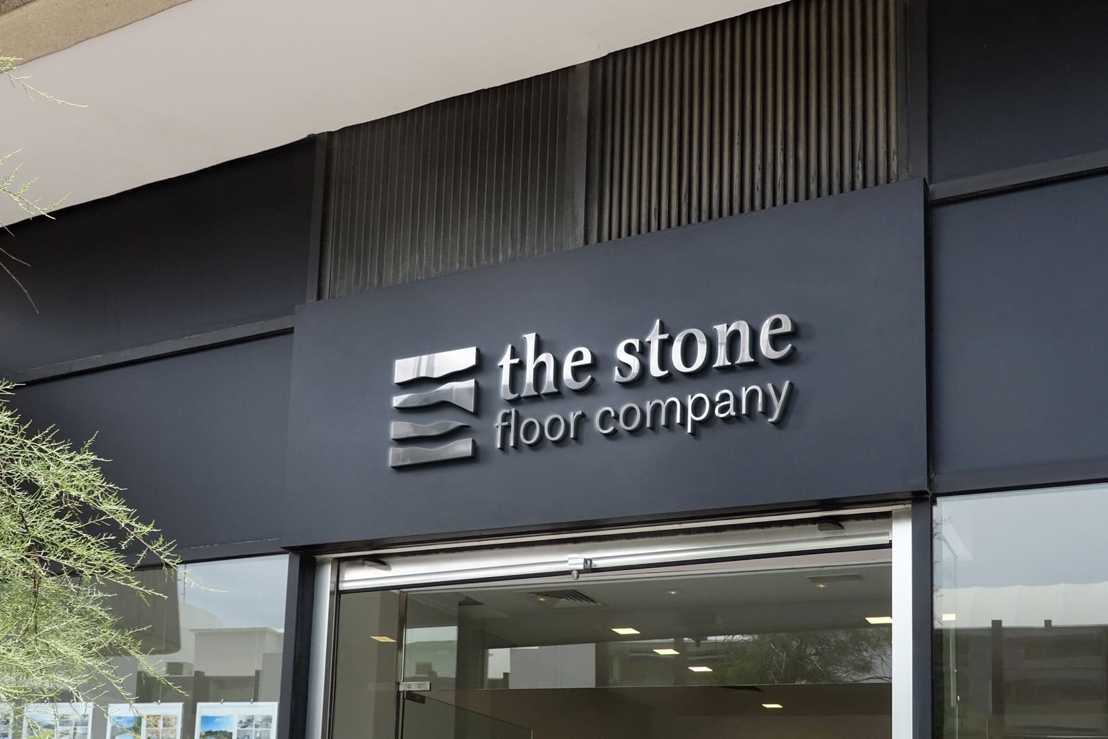 Stone floor signage
