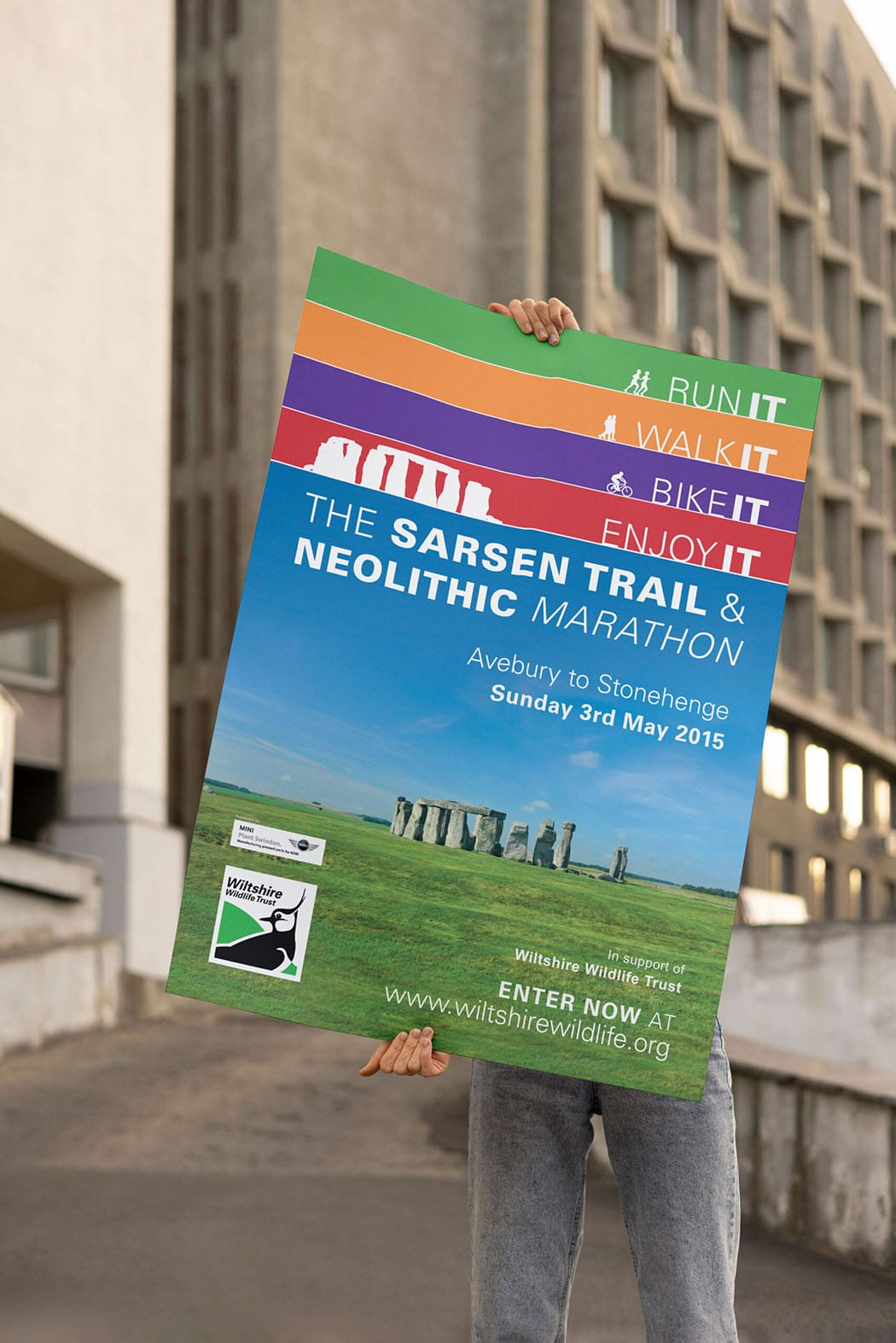 Wildlife Trust Poster being held up in city centre