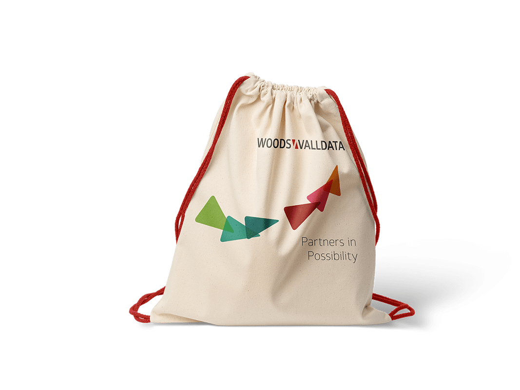 Woods Valldata mockup on a bag