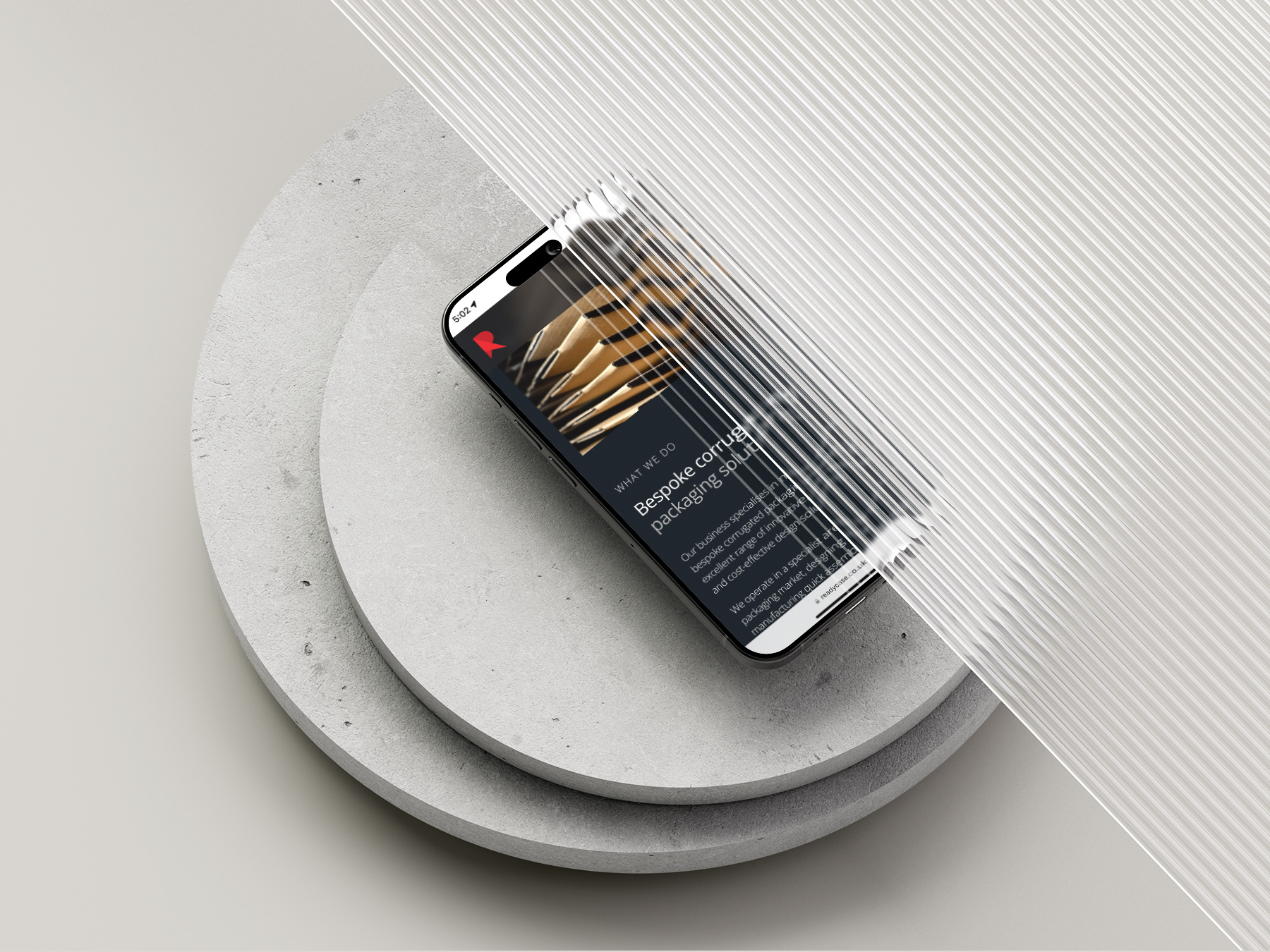 A mobile mockup of the Ready Case website by Resolution Design.