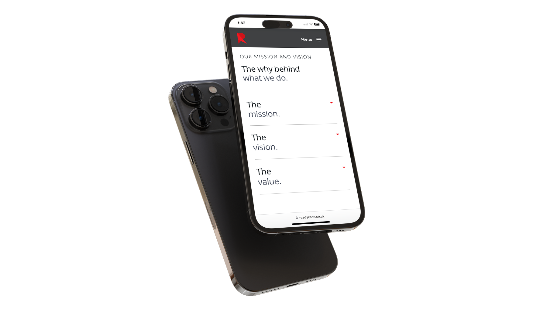 Ready case website on mobile