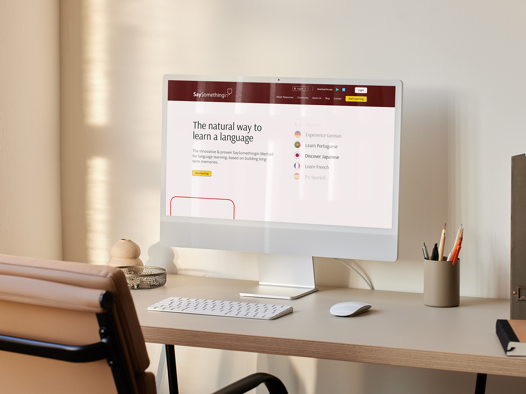 Saysomethingin website on a monitor in an office