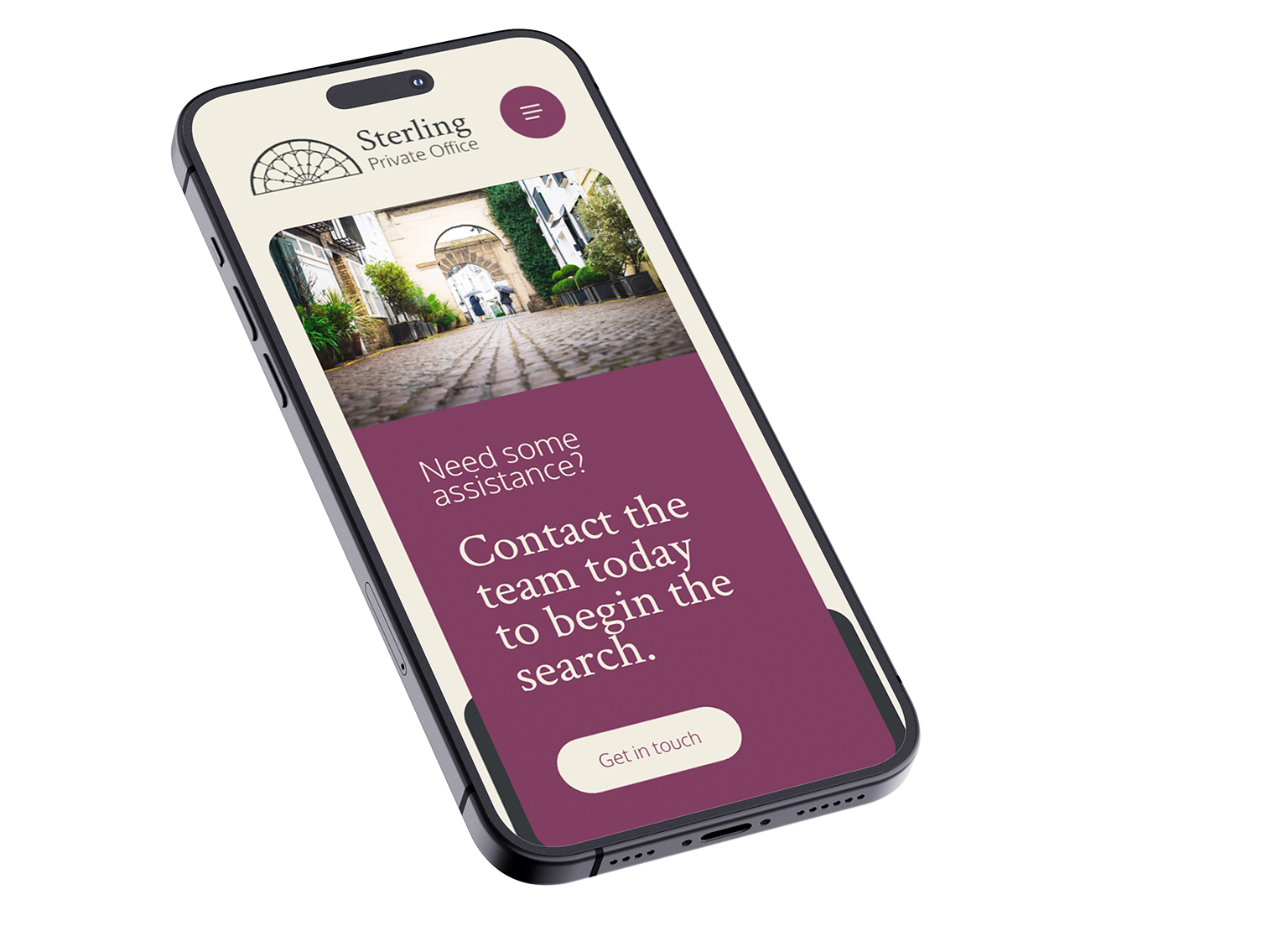 Sterling Private Office website on mobile device